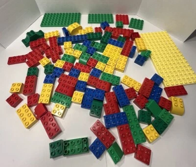 Lego Duplo Lot Of 117 Random Bricks Blocks Pieces Red Blue Green Yellow W/bases - Image 1 of 4