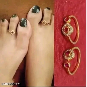Anillo de dedo del pie de piedra con flor dorada Kundan ajustable Bichiya hermoso uso étnico - Imagen 1 de 2