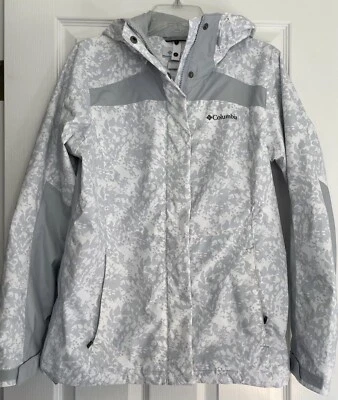 Columbia Bugaboo Rain Jacket Womens S Gray White Print No Liner Waterproof - Image 1 of 4