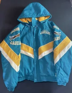 Vintage 90s NFL Jacksonville Jaguars Logo Starter Puffer Jacket Large Pre Owned - Picture 1 of 20