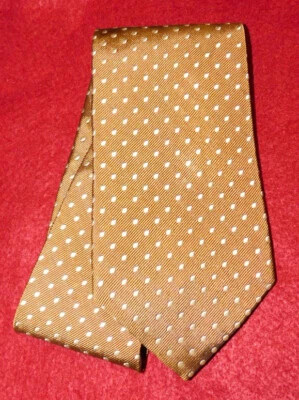 ERMENEGILDO ZEGNA MADE IN ITALY BEIGE/YELLOW DOTS MOTIF TIE - TIES - NECK TIES. - Image 1 of 3