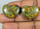 72Cts. Natural Fruit Jasper Heart Shape Cabochon Loose Gemstone 2 Pcs Lot