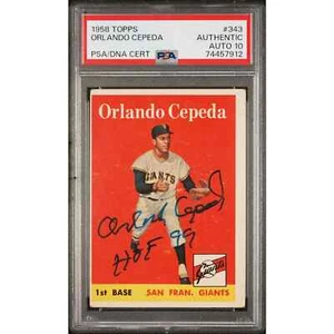 Orlando Cepeda Autograph Signed 1958 Topps SF Giants Rookie Card RC PSA 10 Auto - Picture 1 of 2