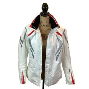 Descente Womans 10 Deluxe Ski Snowboard Jacket White Red Silver - Picture 1 of 14