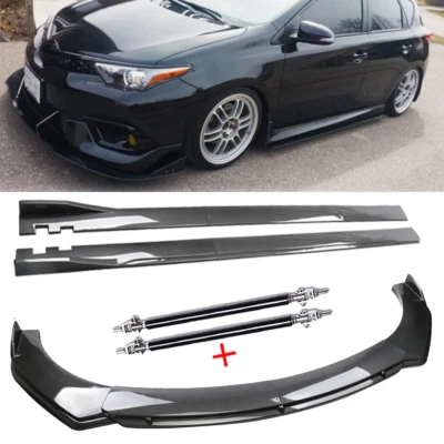 Front Lip Chin Bumper Spoiler Side Skirt Carbon Fiber For Scion iM iA iQ Foto 1 de 4