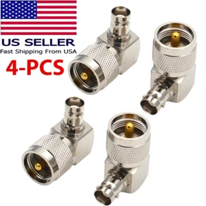 4Pcs UHF Male PL259 to BNC Female RIGHT Angle Adapter Connector - Picture 1 of 6