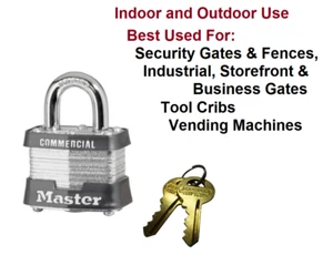 Master Lock No. 3 Commercial Grade Padlock, Laminated Steel, Indoor & Outdoors - Picture 1 of 2