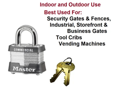 Master Lock No. 3 Commercial Grade Padlock, Laminated Steel, Indoor & Outdoors - Image 1 of 2