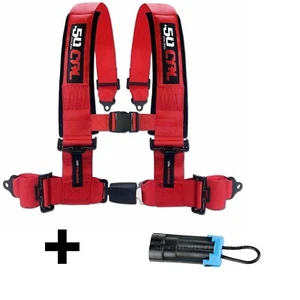 3" Red Buckle Harness 4 Point & Plug Polaris RZR Pro R XP 900 S XP1000 CanAm Max - Bild 1 von 9