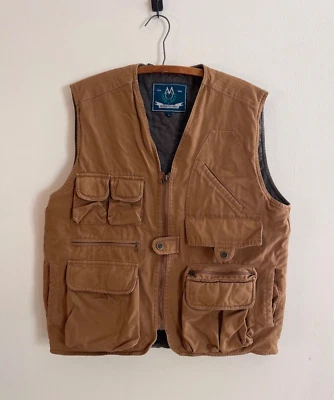 Members Only Canvas Brown Utility Vest Insulated Mens Med Workwear Tactical - Image 1 of 4
