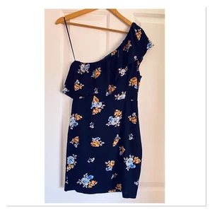 NWT Luvalot Navy Floral One Shoulder Dress 10 - Picture 1 of 2