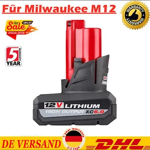 Für Milwaukee M12B2 M12 B6 XC 6,0Ah Li-ion Akku 12V 48-11-2460 M12B5 M12 Tool - Bild 1 von 12