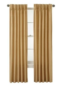 JCP HOME SUPREME PP BACK TAB CURTAIN PANEL SOFT GOLD 37.5" x 108" L NEW - Picture 1 of 4