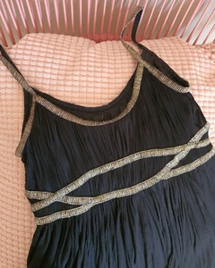 Silk Satin Mesh Camisole cami Swing Top Size S/M Black - Picture 1 of 5