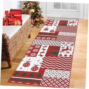 Christmas Runner Rug Hallway Area Rug Xmas 2 x 8 Feet Christmas Patchwork - Picture 1 of 8