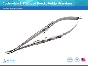 Castroviejo Needle Holder 5.5 Inches Curved with Lock ARTMAN - Picture 1 of 8