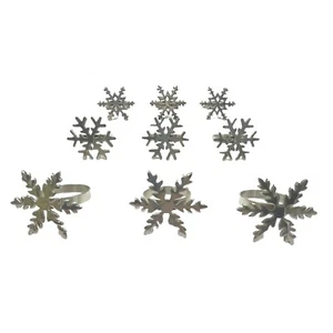 Juego de 9 anillos de servilleta copo de nieve tono plateado vacaciones invierno decoración de mesa de Navidad - Imagen 1 de 7
