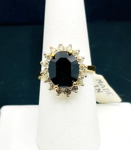 Anillo Ana BeKoach Negro Circonita cúbica y Piedra Transparente Princesa Di Chapado en Oro 18K HGE Talla 8 Nuevo con Etiquetas - Imagen 1 de 7