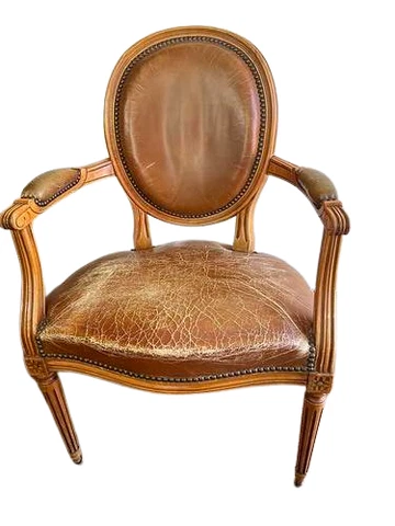 Antique French Leather Arm Chair Cover