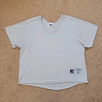 Camiseta Vintage Anos 90 Russell Athletic The Radiator Plain Activewear Cinza Tamanho G - Imagem 1 de 4