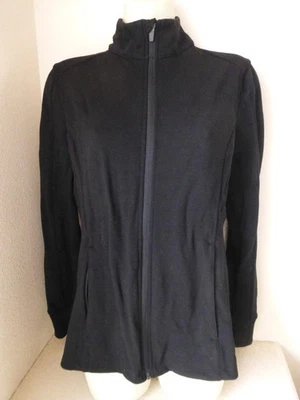 Ibex Jacket Womens Medium Black Full Zip Mock Neck Zip Pockets Knit Merino Wool - Image 1 of 4