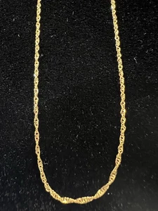 14k Yellow Gold 1mm Diamond Cut 18” Necklace Sparkly Twist Italy Herringbone EC - Picture 1 of 7