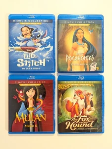 Rare Disney 2-Movie Collection Blu-ray Lot of 4 Lilo & Stitch/Pocahontas/Mulan - Picture 1 of 23