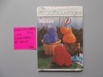 VTG FF UNCUT 1986 SIMPLICITY PATTERN #7786 ONE SZ NERDS PLUSH TOYS - Image 1 of 2