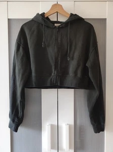 Cropped Sweatjacke dunkelgrau | Gr. S | Pull & Bear | Jacke kurz Strickjacke - Bild 1 von 4
