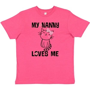 Inktastic My Nanny Loves Me Girl Grandchild Youth T-Shirt Cute Cat Clothing Tee - Picture 1 of 2