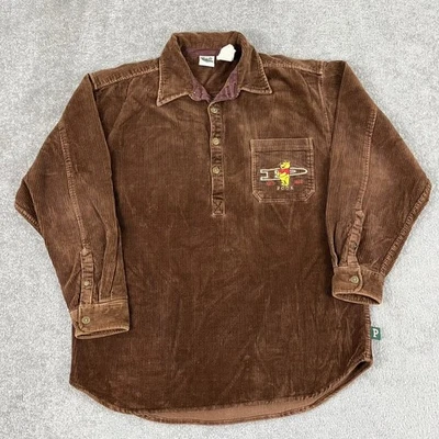 Винтажная рубашка-поло Winnie The Pooh размер XL коричневый вельвет тяжелая вышивка Disney - Изображение 1 из 4