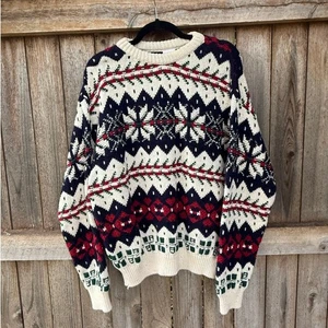 Vintage GREATLAND Snowflake Holiday Crewneck Sweater - M - Picture 1 of 3
