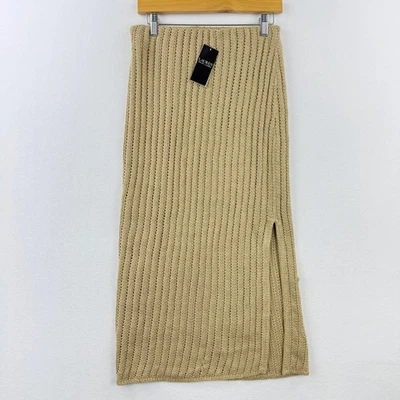LAUREN RALPH LAUREN Knit Crochet Mid Pencil Knit Skirt Size S Gerhinda Women Tan - Image 1 of 4