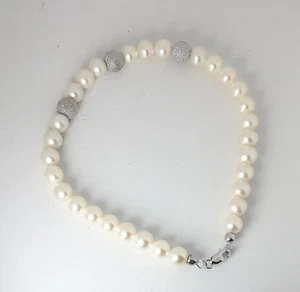 Bracciale Donna Kioto 298BS In Perle Di Acqua Dolce E Tre Sfere Oro Bianco - Foto 1 di 1