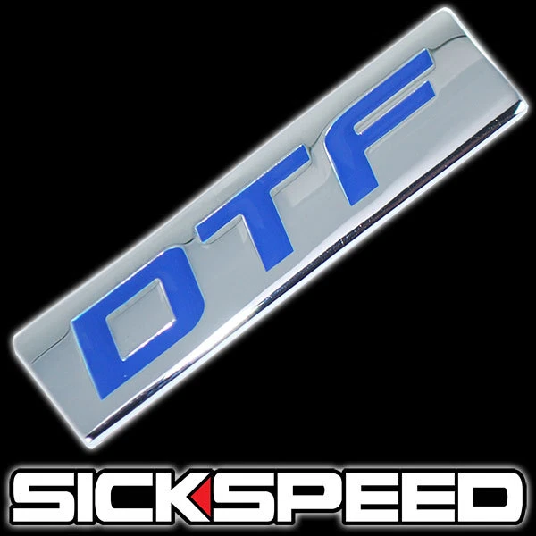 CHROME/BLUE METAL DTF ENGINE RACE MOTOR SWAP BADGE FOR TRUNK HOOD DOOR - Image 1 of 1