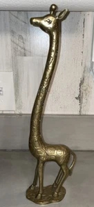 Large Long Neck Brass Giraffe Figurine Vintage 16” Tall Solid 2.45lbs - Picture 1 of 10
