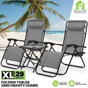 2 Piece Zero Gravity Chair Folding Portable Recliner Lounge Chair w/Holding Tray - Picture 1 of 13