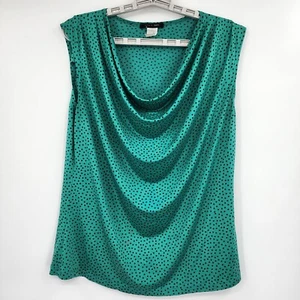 Top drapeado verde a lunares sin mangas de Jennie & Marlis talla L poliéster para mujer - Imagen 1 de 3