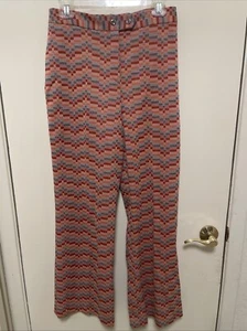 Vintage 70er Polyester Glockenunterteil Hose geometrisch Mod Disco Hippie Brady Bündel 30" - Bild 1 von 9