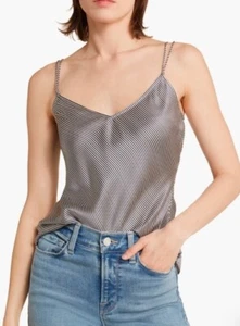 FRAME Stripe V-Neck Silk Camisole Sz L NWT - Picture 1 of 13