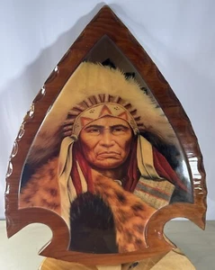 Wooden Arrowhead Native American Art Lovers Embrace 21x17” Brs - Picture 1 of 2