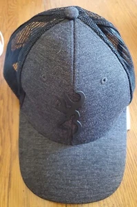 Browning Dr Grey Adjustable Mesh Trucker Hat Cap Arms Gun Deer Hunting snapback - Picture 1 of 7