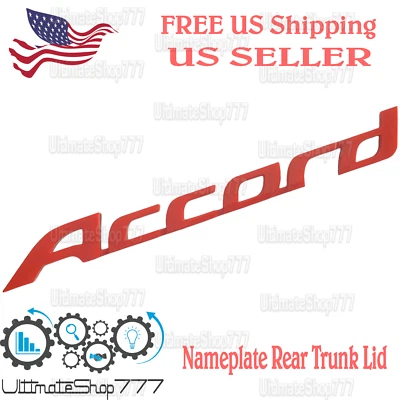 Rear Nameplate ACCORD  Red Badge Sport Emblem for Trunk Lid Honda Accord - Image 1 of 3