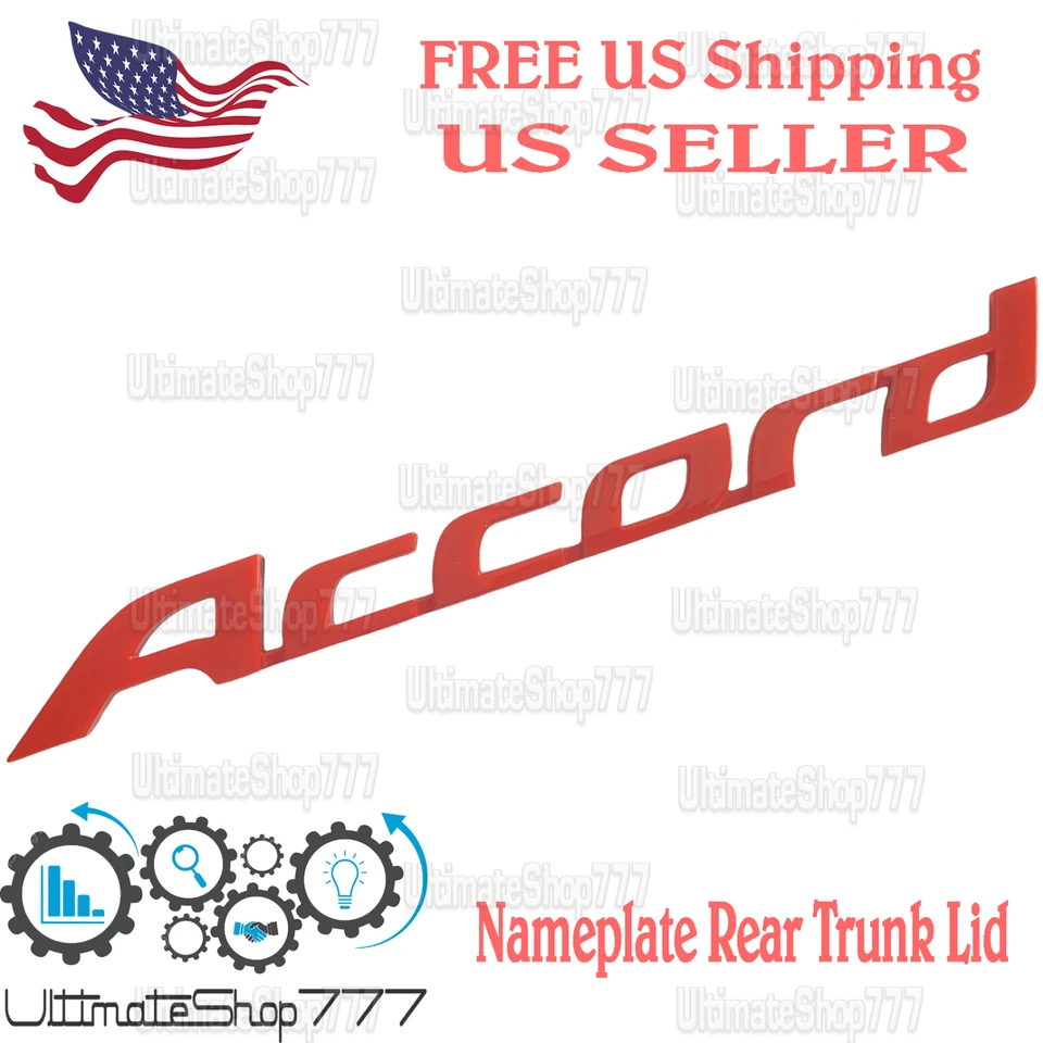 Rear Nameplate ACCORD  Red Badge Sport Emblem for Trunk Lid Honda Accord - Image 1 of 3