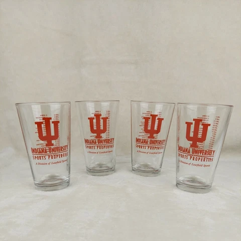 Set Of 4 Indiana University Sports Properties Pint Beer Glasses Cover