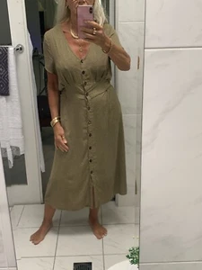 Cotton On Shirt Dress Size 12 Dark Beige with Black polka Dots - Picture 1 of 9