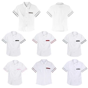 Women T-Shirt Student Tops Semi-Sheer Blouse Cosplay Shirts Basic Uniform Daily - Picture 1 of 54