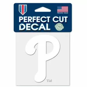 PHILADELPHIA PHILLIES WHITE LOGO CUT DECAL 4"X4" FOR CAR WINDOWS LAPTOP COVERS - Picture 1 of 1