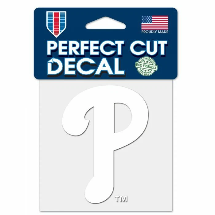 PHILADELPHIA PHILLIES WHITE LOGO CUT DECAL 4"X4" FOR CAR WINDOWS LAPTOP COVERS - Image 1 of 1