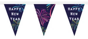 Polyester Wimpelkette Happy New Year - 20m mit 48 Fahnen - Feier Feuerwerk - Bild 1 von 4